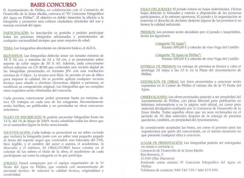 bases concurso del agua en Pitillas
